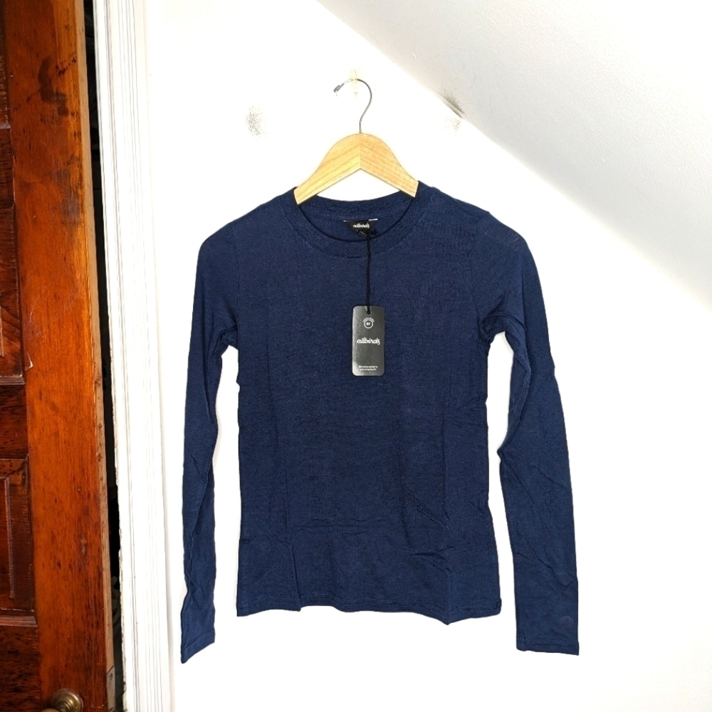 allbirds Women's Navy Night Sea Classic Long Sleeve Activewear Tee NEW Size XS